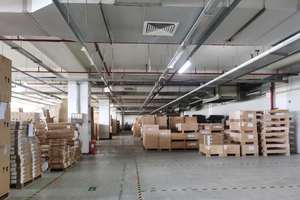 Stored pallets in warehouse