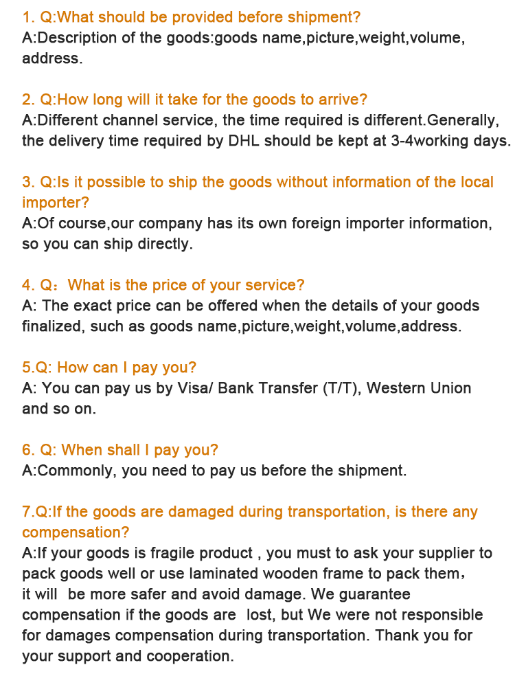 Frequently asked questions about shipping and customs clearance