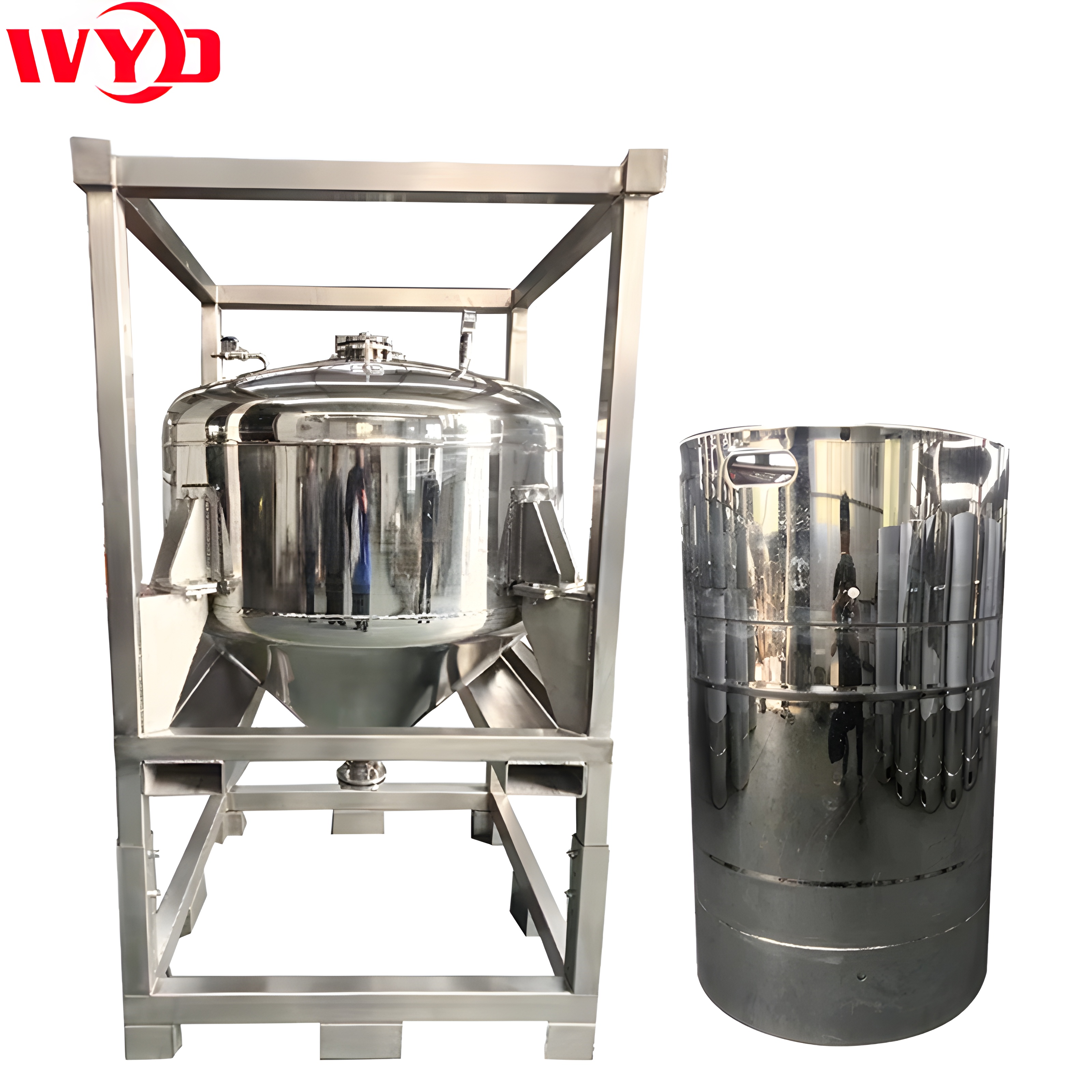 Stainless Steel 300L 500L 1000L 2000L IBC Square Conical Hopper Tank High Safety Eco-Friendly Liquid Nitrogen Container