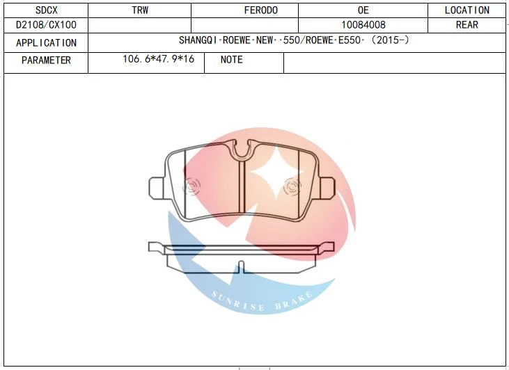 Sdcx D485-7342 Auto Parts No Noise 60000 Kms Quality Assurance Ceramic Brakepad for KIA Joice / Infiniti G20 / Hyundai Coupe
