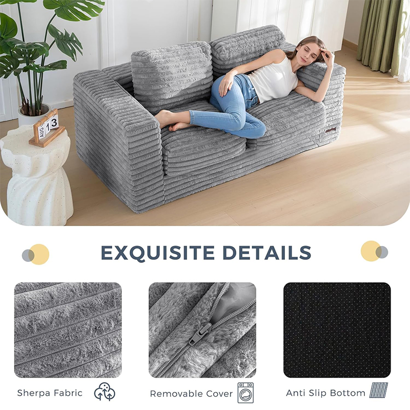 Tenderplayful Adult Modular Boneless Couch Convertible Sofa Bed Compressed Foam for Living Room