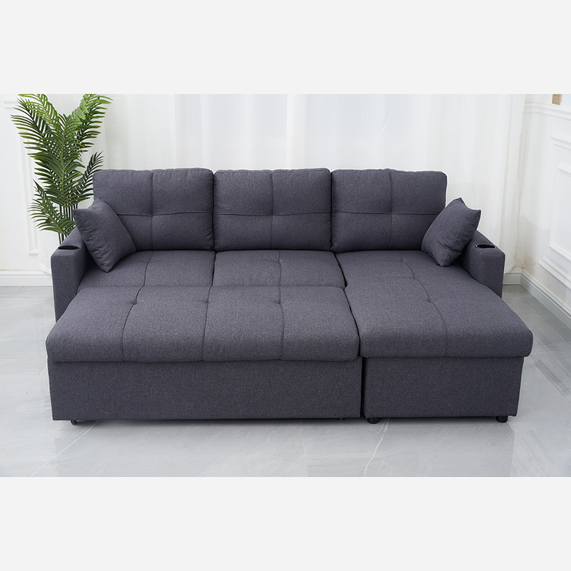 Small L Shape Pull out Corner Sofa Bed with Convertible Storage Chaise