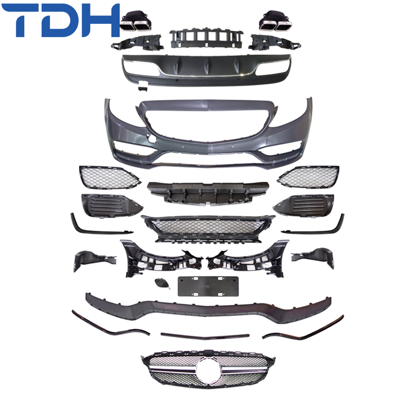 High-End PP Car Bumper Suitable for 2019 Mercedes-Benz C-Class W205 Coupe Upgrade to C63 Amg Front Bumper