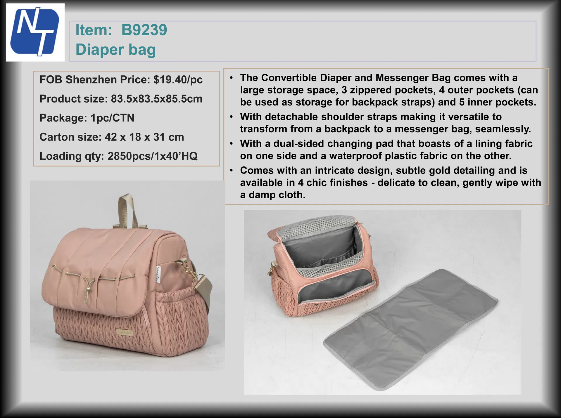 Multi-Functional Convertible Diaper Bag