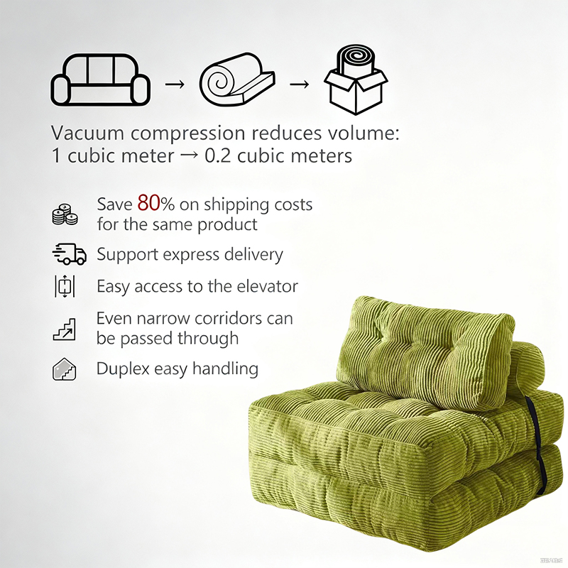 Folding Sofa Bed, Convertible Sleeper Chair with Back Support and Pillow Futon, Foldable Couch for Living Room/Guest Use/Home Office, Foldable Chair Bed