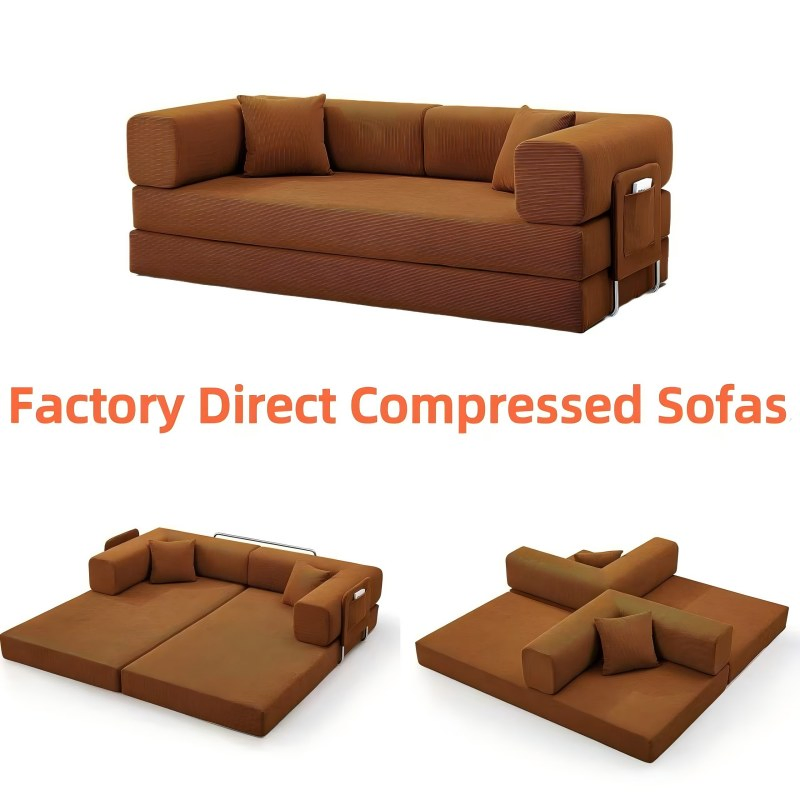 Teddy Fabric Vacuum-Packed Compressed Sofa - Convertible Sofa Bed in Box