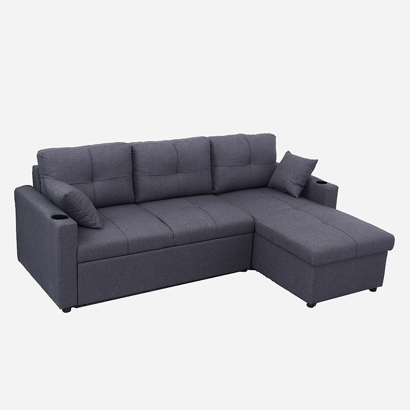 Small L Shape Pull out Corner Sofa Bed with Convertible Storage Chaise