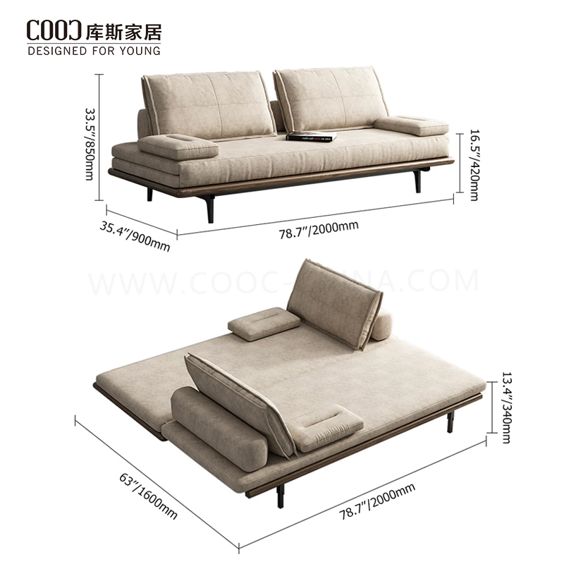 Wooden Modern Living Room Furniture Convertible Futon Sofa Come Bed Pull out Folding Sleeper Sofa Bed