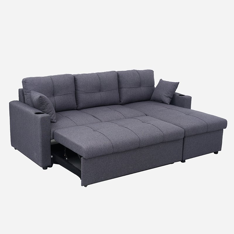 Small L Shape Pull out Corner Sofa Bed with Convertible Storage Chaise