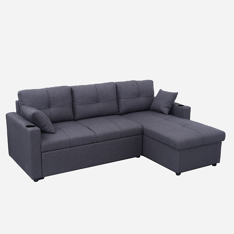 Small L Shape Pull out Corner Sofa Bed with Convertible Storage Chaise
