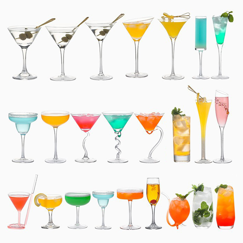 Vasos De Có Ctel Hand Made Unique Crystal Clear Long Stem Glass Tumbler Cup Goblet Champagne Coupes Margarita Martini Cocktail Glassware for Bar Party