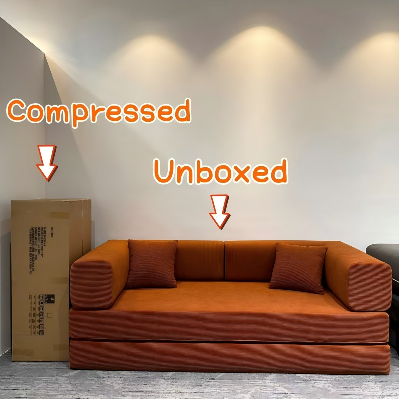 Teddy Fabric Vacuum-Packed Compressed Sofa - Convertible Sofa Bed in Box