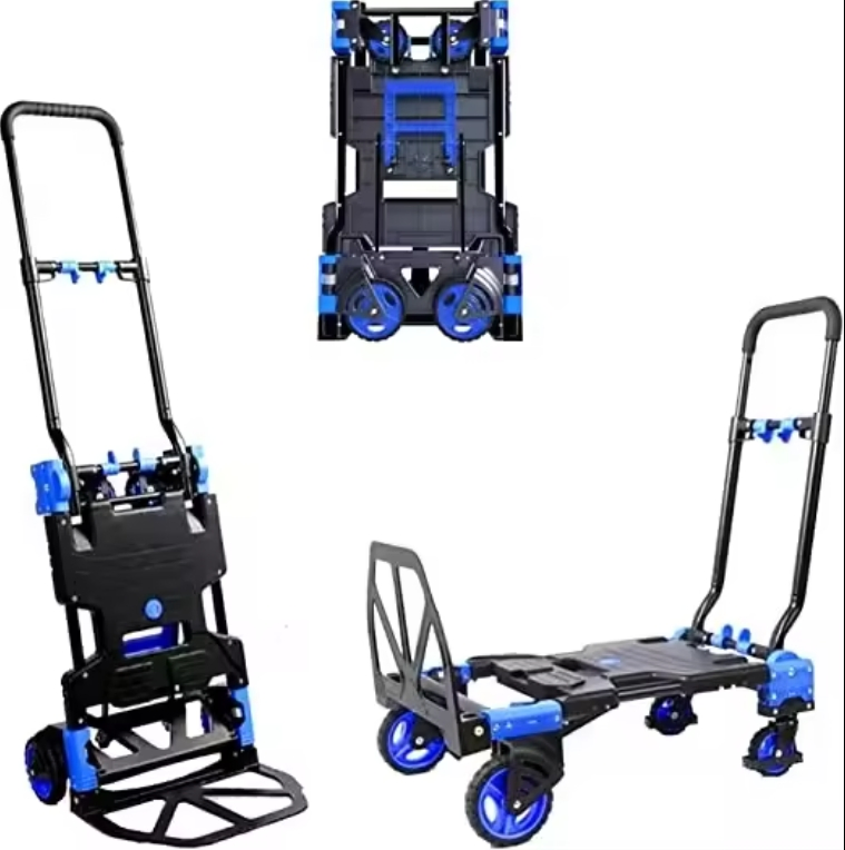 Foldable 2 in 1 Multi Functional Aluminum-Plate Hand Truck Convertible Folding Trolley
