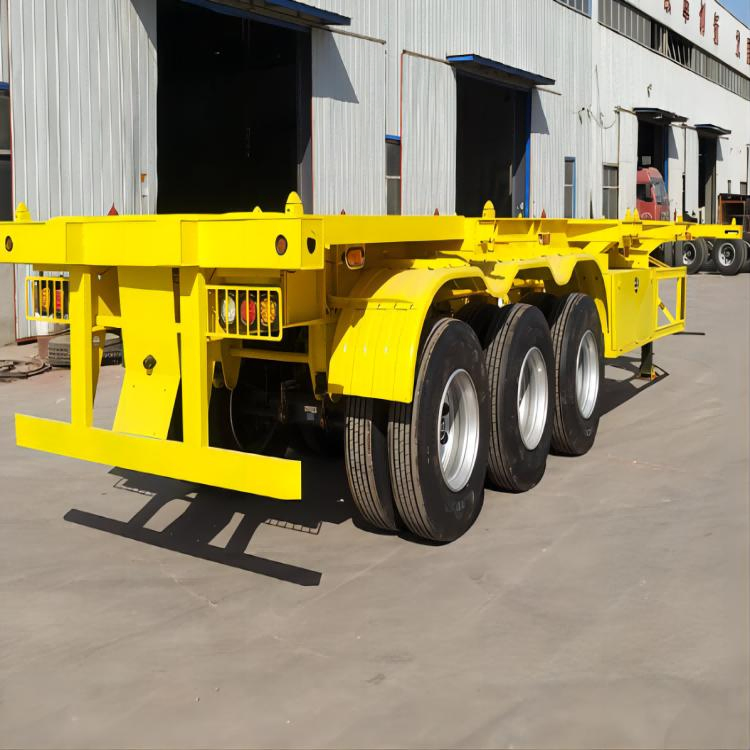 Heavy Duty 30FT 3axles Gooseneck Skeleton Container Semi Truck Trailer for Transportation
