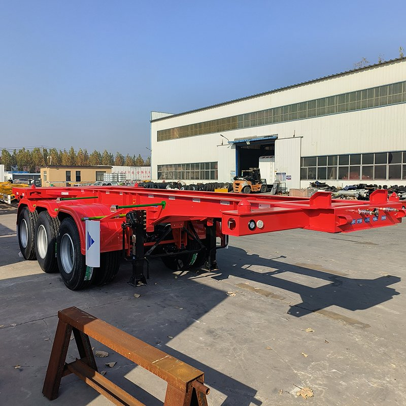 Heavy Duty 30FT 3axles Gooseneck Skeleton Container Semi Truck Trailer for Transportation
