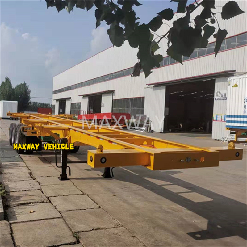 2 3 Axle 20 40 FT Box Loader Goose Neck Flatbed Containers Trailers Skeleton Container Trailer