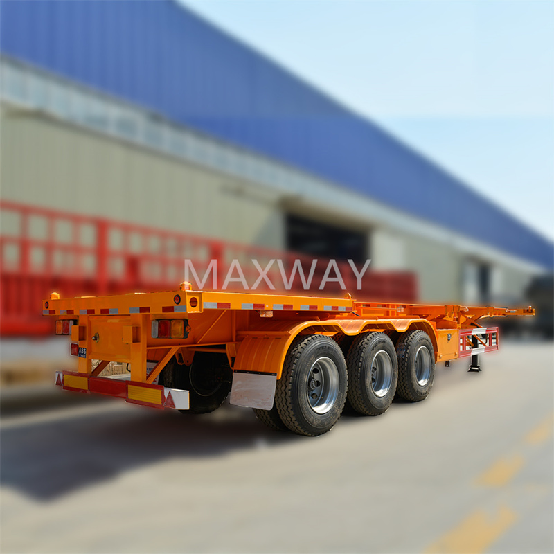 2 3 Axle 20 40 FT Box Loader Goose Neck Flatbed Containers Trailers Skeleton Container Trailer