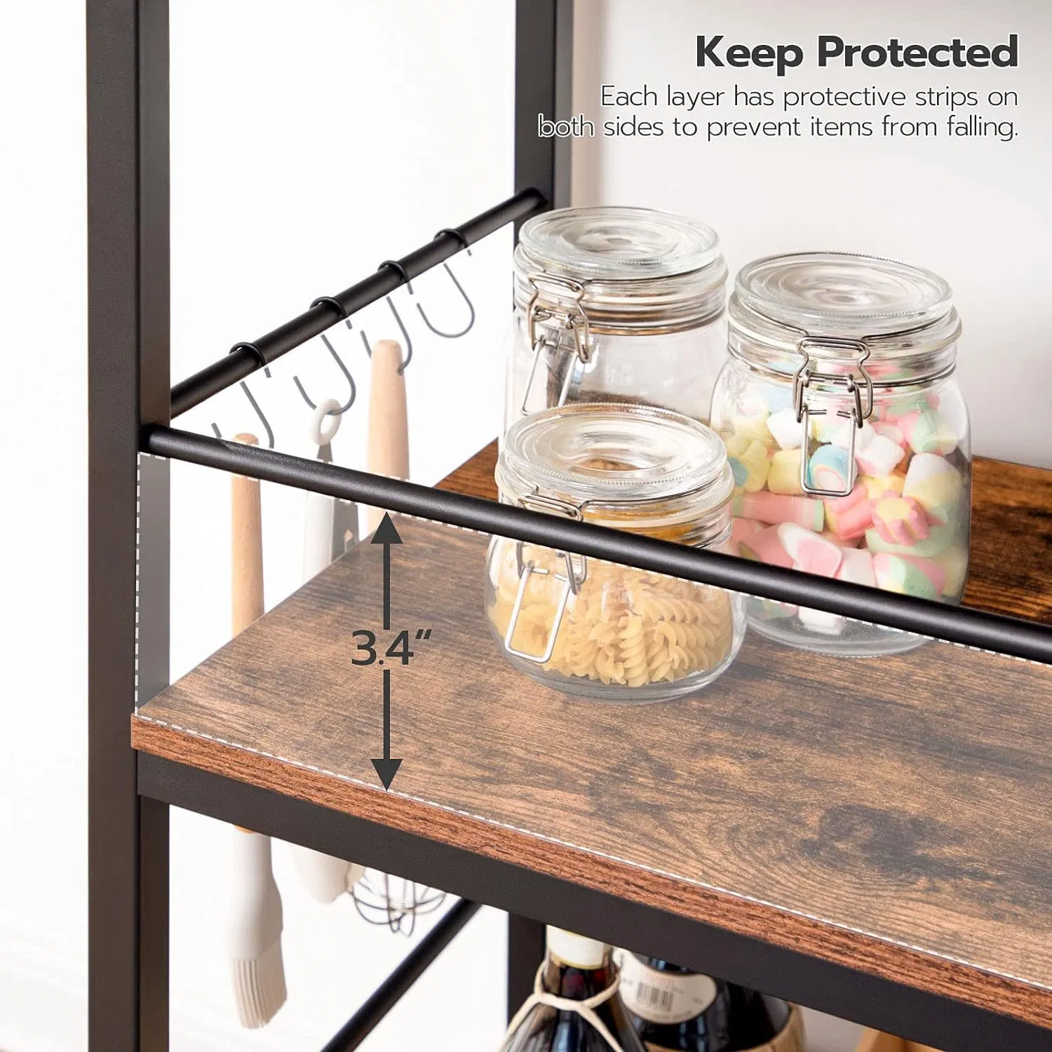 Cross-Border Special Supply of Movable Kitchen Trolley Three-Layer Storage Rack