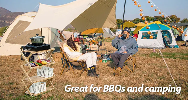 Folding Camping Wood Shelf