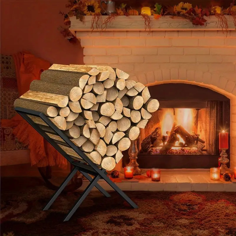 Suitable for Indoor and Outdoor Firewood Storage with Black Enamel Coating
