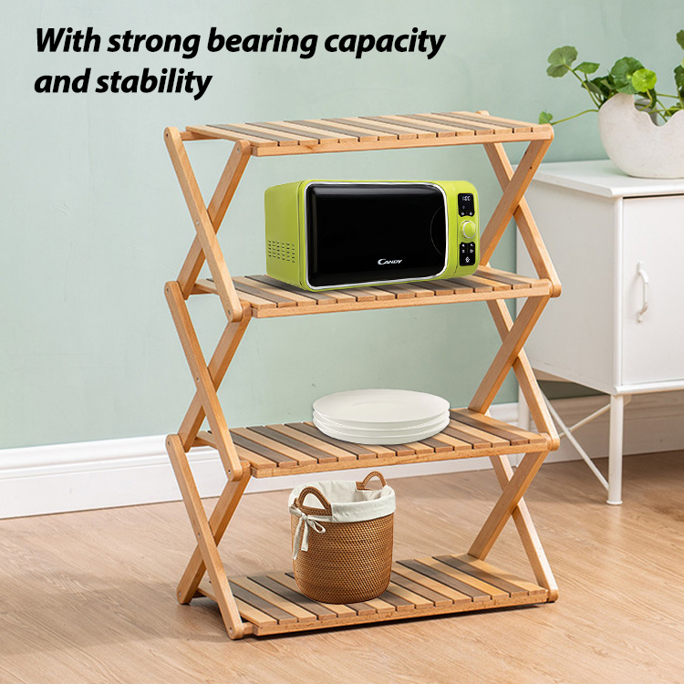 Kinggear Folding Camping Wood Shelf Kitchen Shelves Storage Wood Shelves for Outdoor Picnic Camping