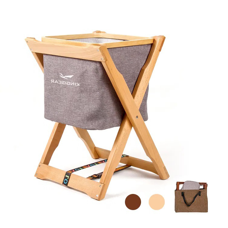 New Outdoor Furniture Picnic Camping Wooden Basket Portable Collapsible Storage Organizer