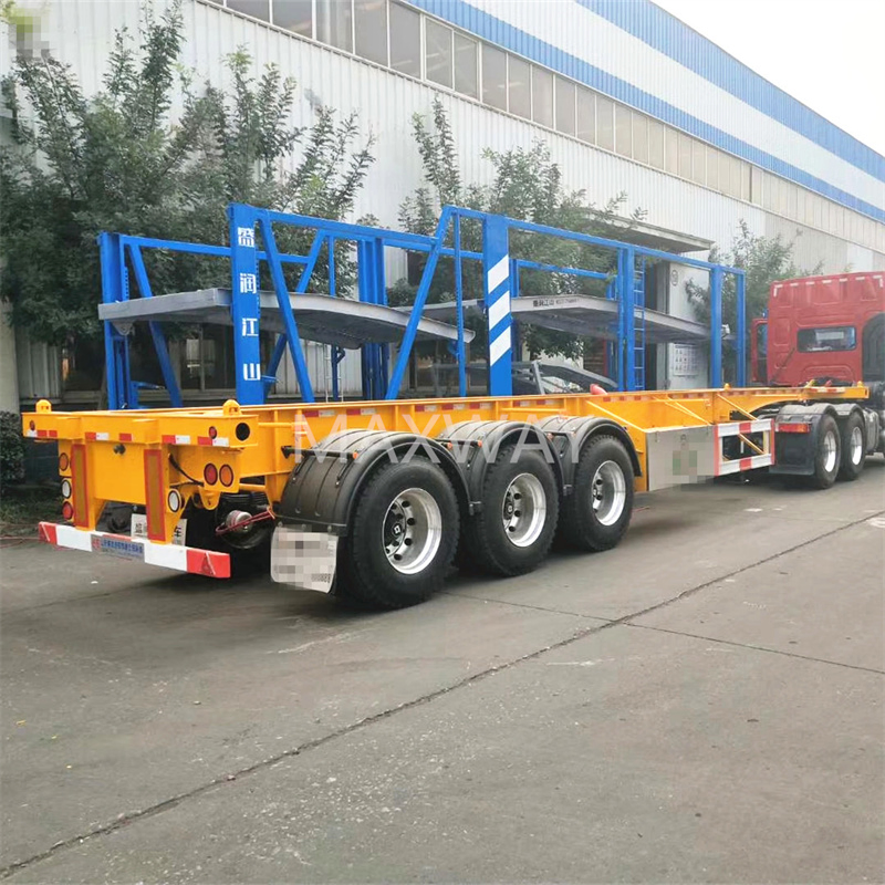 2 3 Axle 20 40 FT Box Loader Goose Neck Flatbed Containers Trailers Skeleton Container Trailer