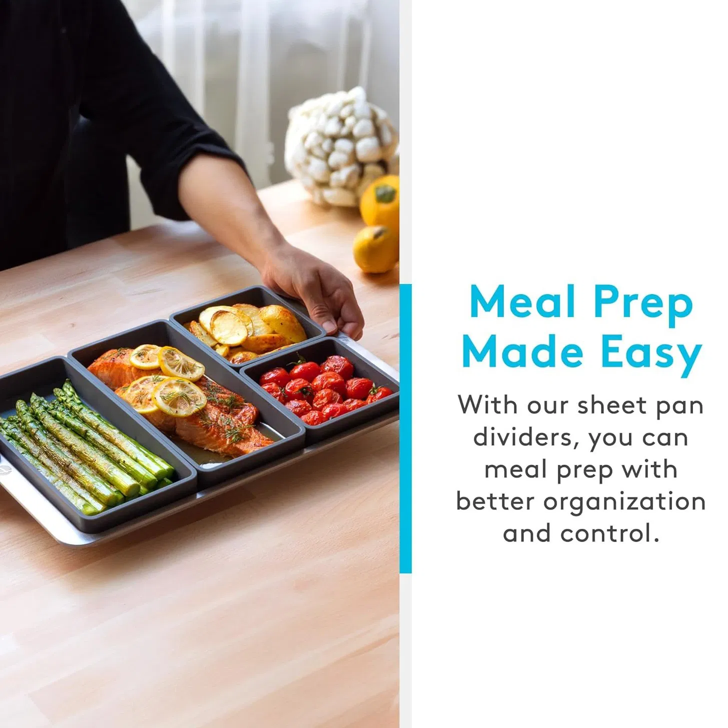 Original Silicone Sheet Pan Dividers for Cooking &amp; Meal Prep-Non Stick Silicone Tray Baking Set, Oven Safe &amp; Freezer-Friendly - 4 Cheat Sheets Baking Trays