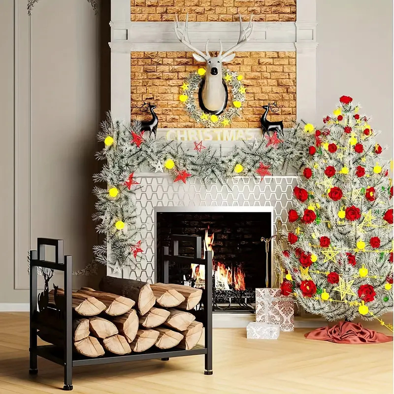 Bracket Fireplace Decoration Metal Ironwork Indoor/Outdoor Solid Wood Storage