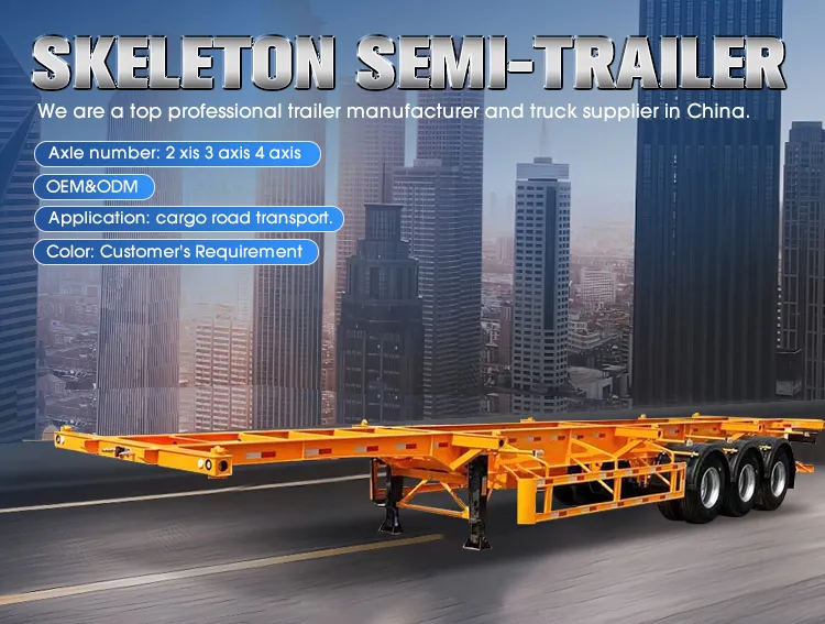 Skeleton Container Semi Truck Trailer