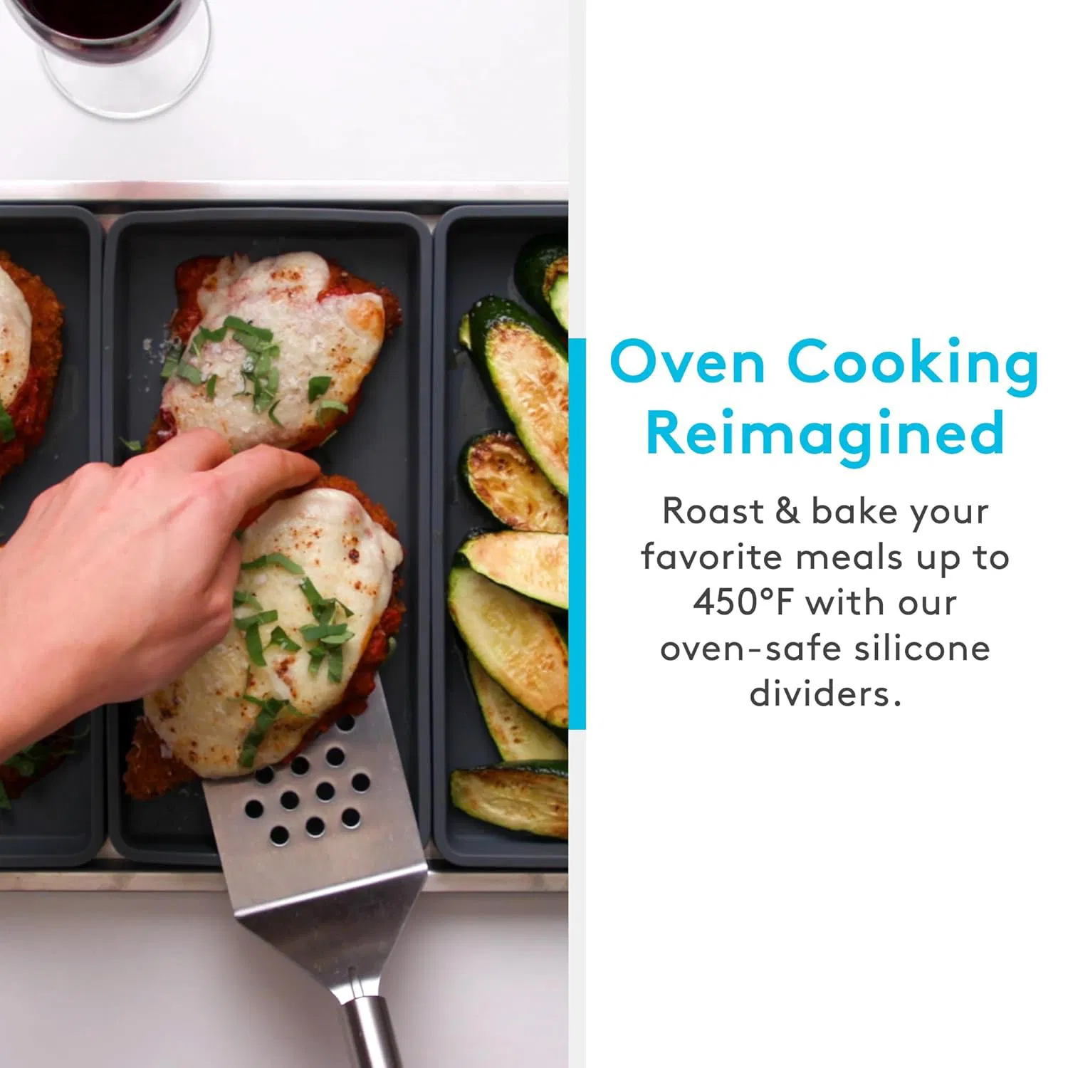 Original Silicone Sheet Pan Dividers for Cooking &amp; Meal Prep-Non Stick Silicone Tray Baking Set, Oven Safe &amp; Freezer-Friendly - 4 Cheat Sheets Baking Trays