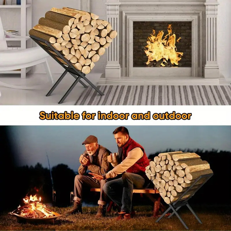 Suitable for Indoor and Outdoor Firewood Storage with Black Enamel Coating