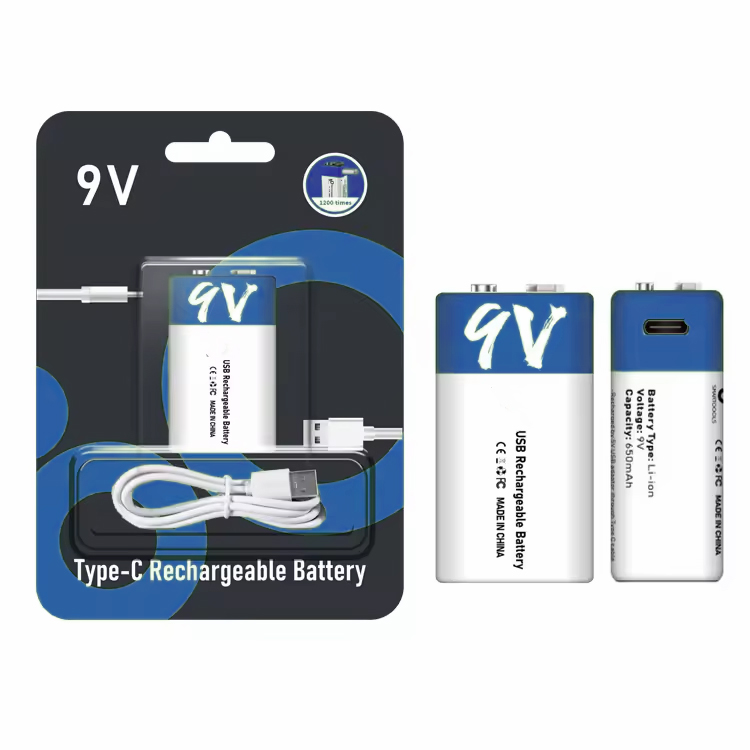 High-Quality 9V Rechargeable Battery Lithium 650mAh USB with Type C Cable Manufacturer, Products