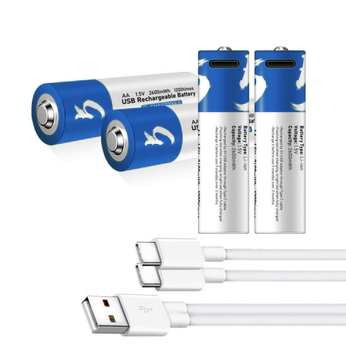 China No.5 AA rechargeable li-ion aa batteries 1.5V 2600mWh with Charger Type C Port Cable Manufacturers, Supplier
