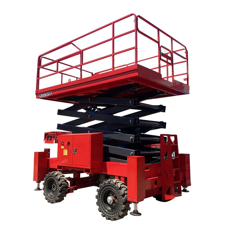 320kg Capacity Electric Mobile Scissor Lift Manlift Mobile Platform Rough Terrain Elevated Work Platform