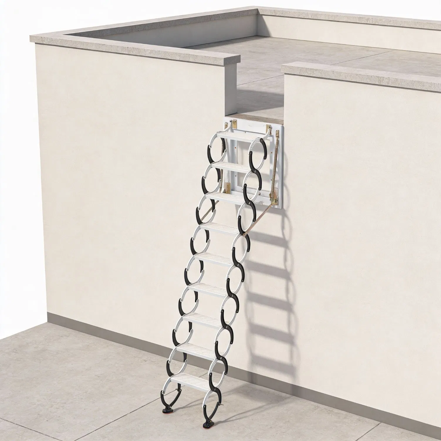 Outdoor Steel Wall Mounted Retractable Ladder System