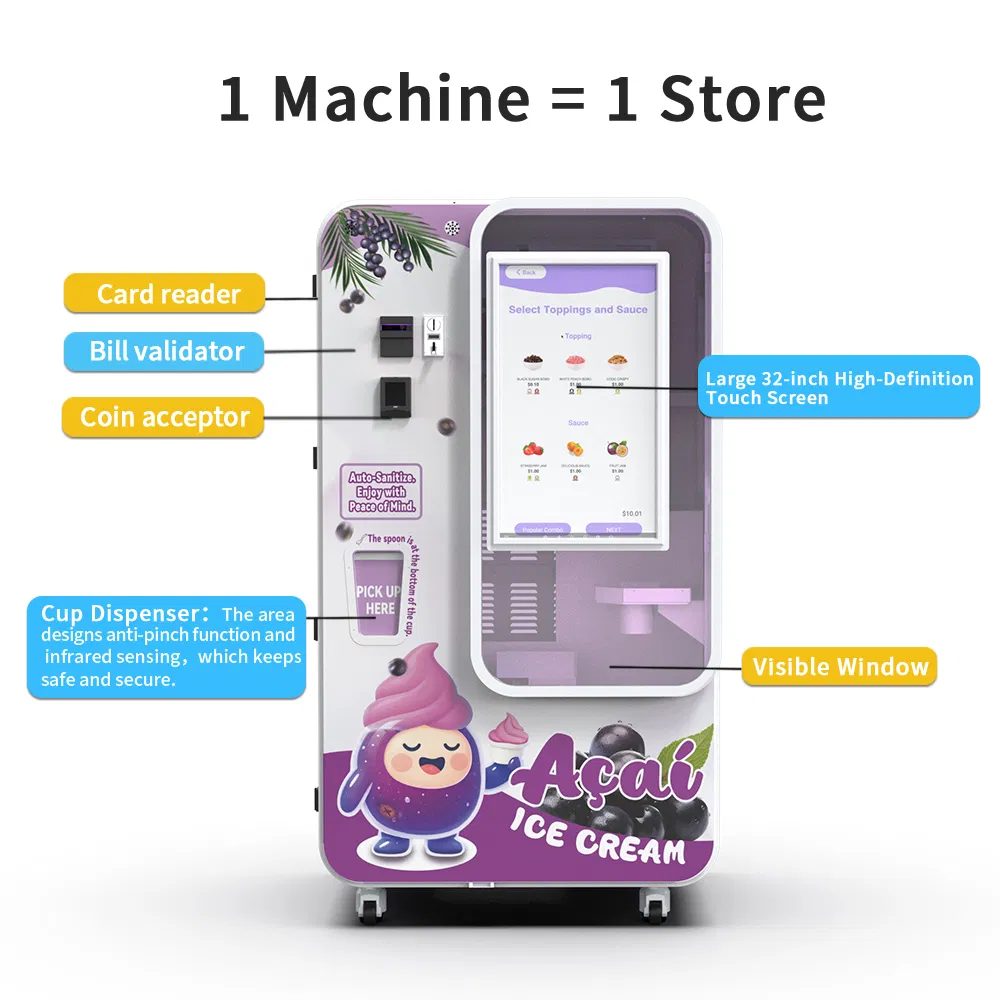 Compact Wall-Mount Ice Cream Vending Machine with Rear Service Access for Small Clinics