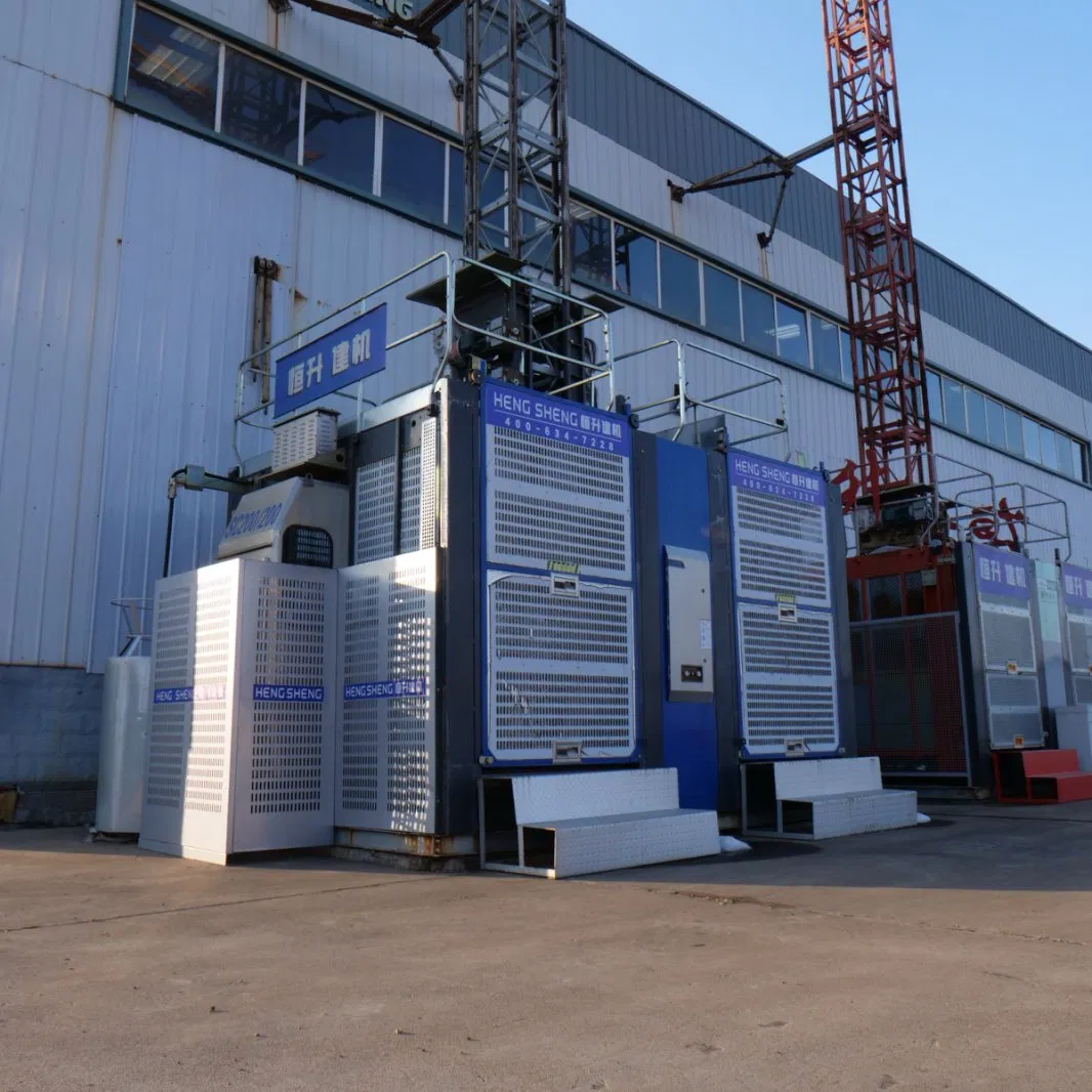 Twin Cage Construction Site Elevator 0-50 M/Min Sc200/200 2 Ton Lifting Equipment