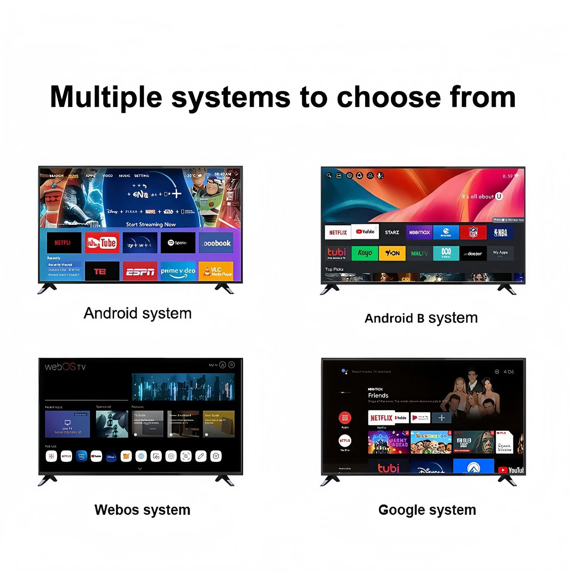 2025 New 32/43/50/55/65/75/100 Inch 4K 8K UHD Television 3D LED LCD Webos/Android/Google Smart TV