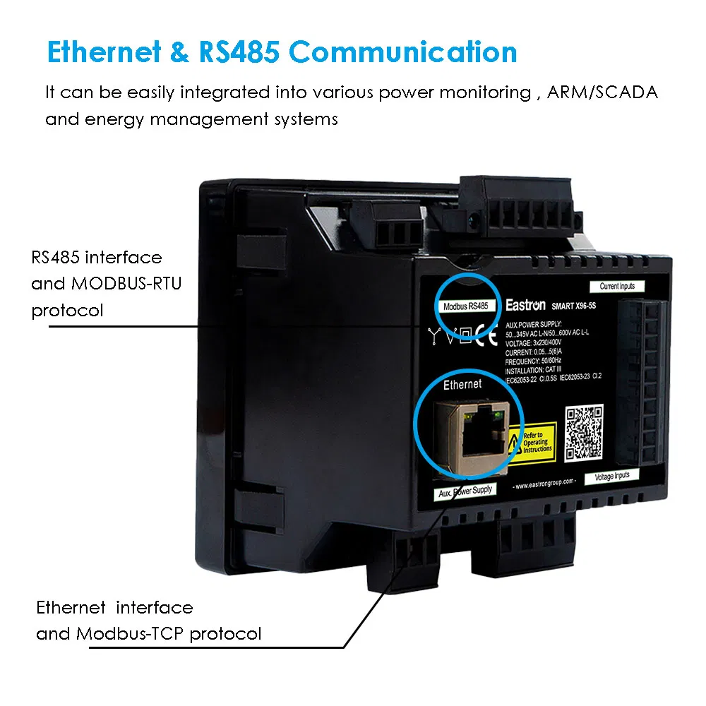 Eastron Smart X96-5s Series Leakage Current Measurement Three Phase RS485 Enethernet Energy Analyzer Bi-Directional Energy Meter