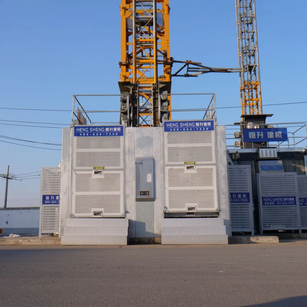 Twin Cage Construction Site Elevator 0-50 M/Min Sc200/200 2 Ton Lifting Equipment