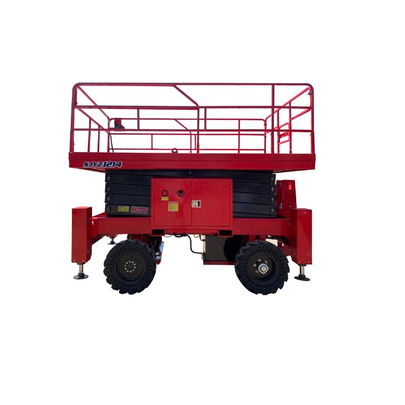 320kg Capacity Electric Mobile Scissor Lift Manlift Mobile Platform Rough Terrain Elevated Work Platform