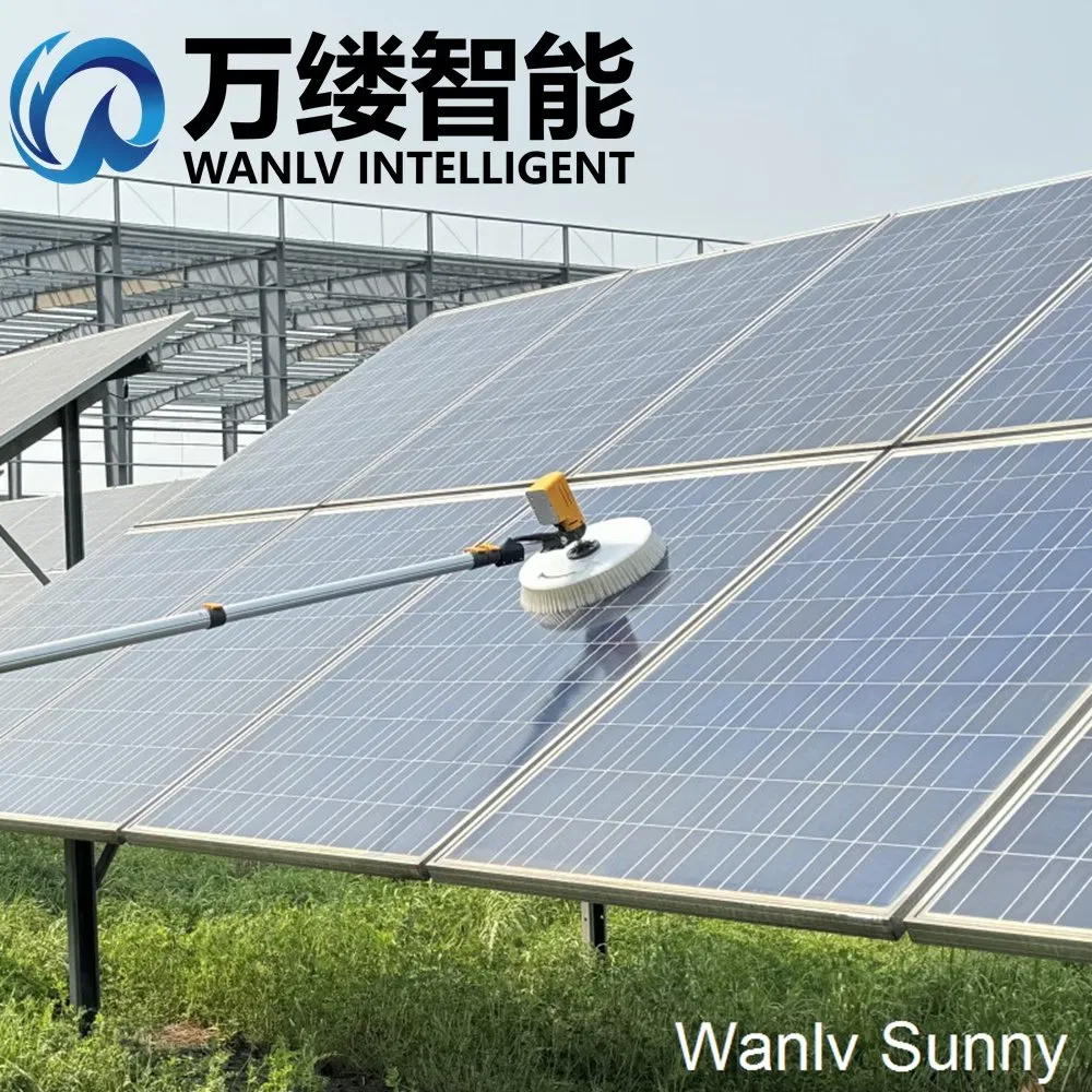 Hand-Held Solar Panel Cleaner Washing Equipment with Extendable Pole and Lithium Battery