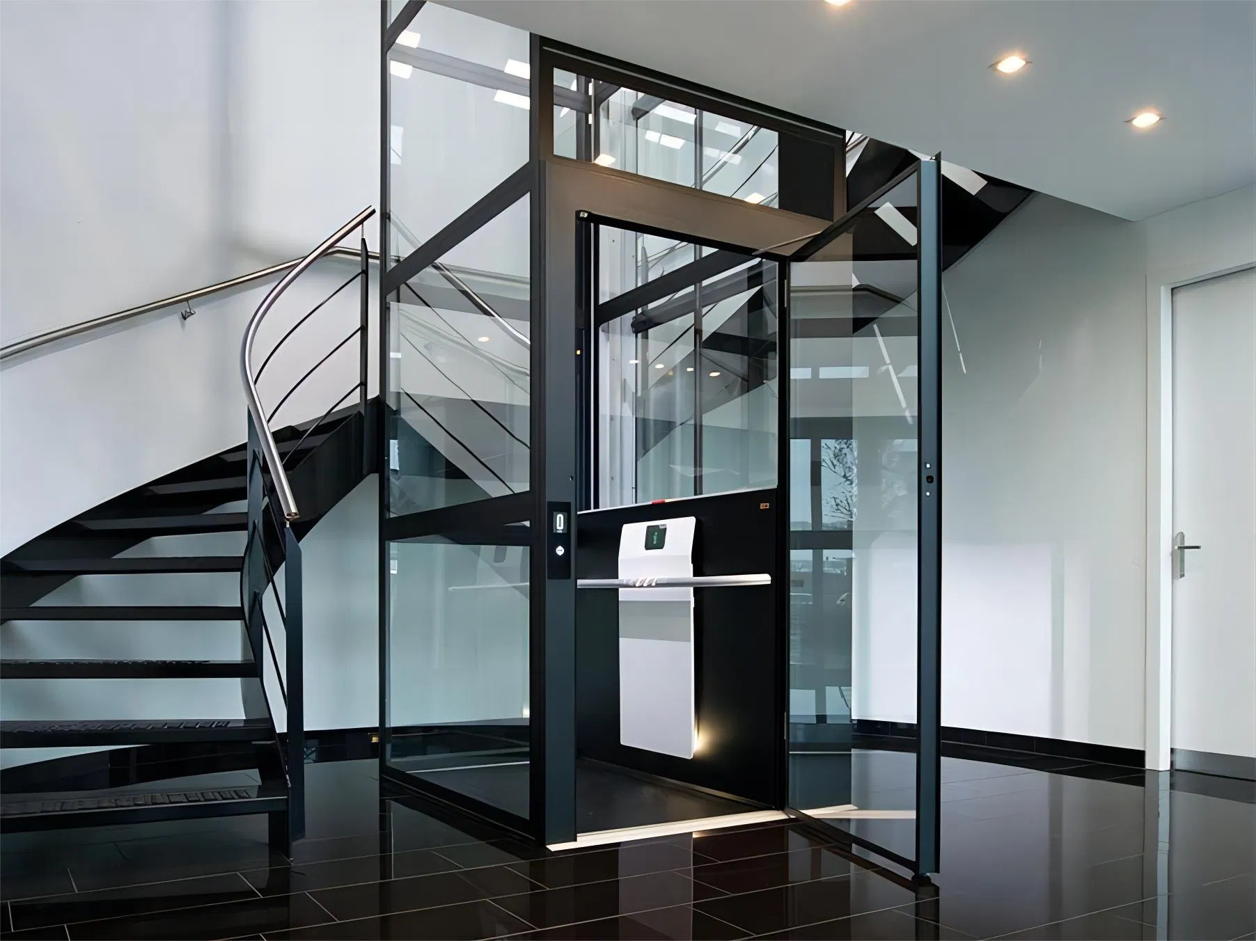 Circular 2-3 Floors Elevator for Home High-End Circular Glass Panoramic Elevator Traction