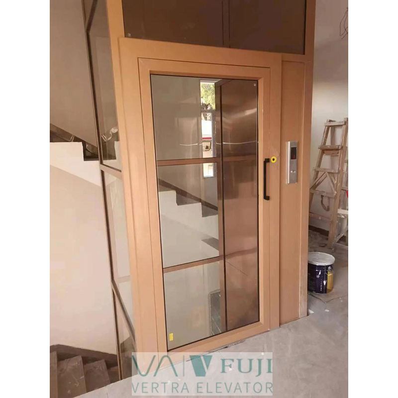 V FUJI Wooden Design Cabin Lifts 1250kg Traction Veneer Home Feeling Elevator