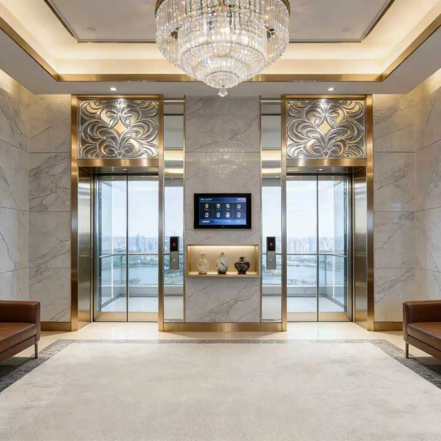 Gearless Traction Passenger Elevator with Advanced Microprocessor Control System for Precise Leveling