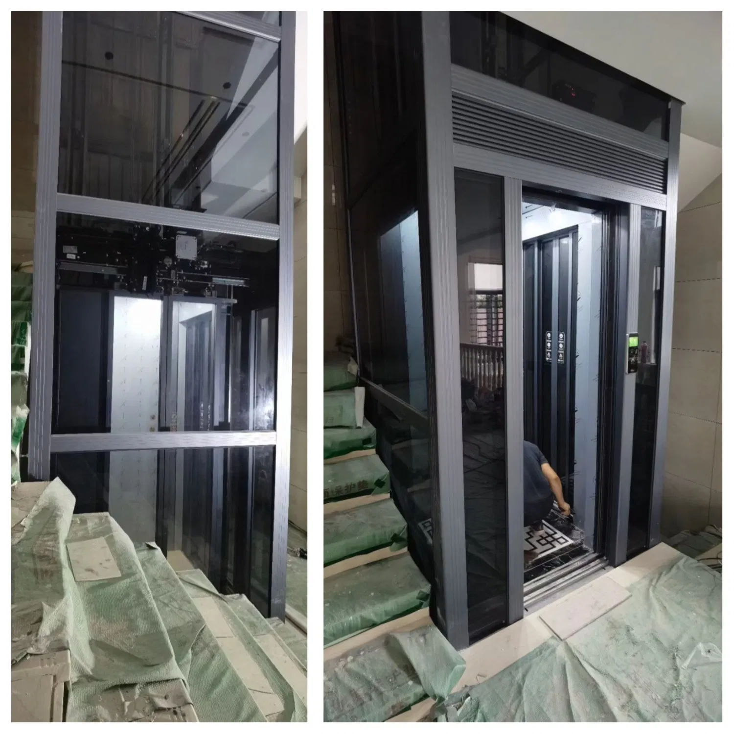 Customized Design Shaftless Home Elevator Indoor Outdoor House Lifts Traction Drive Type