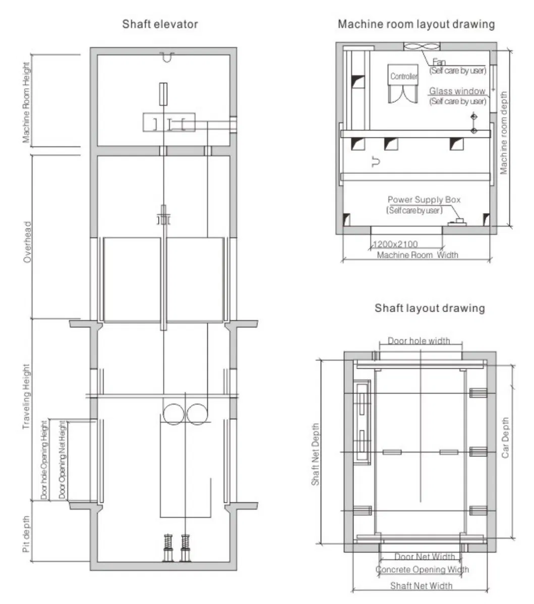 Car Elevator Construction Layout Drawing