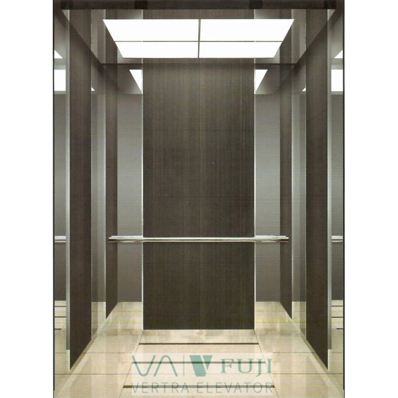 V FUJI Wooden Design Cabin Lifts 1250kg Traction Veneer Home Feeling Elevator