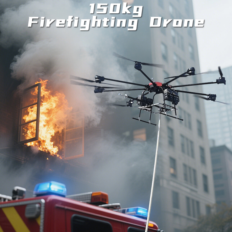 Heavy Duty China 150kg Aerial Uav Long Range Extinguisher Incendios Bomberos Remote Control Airplane Firefighting Drone for City Building Emergency Fire Fight